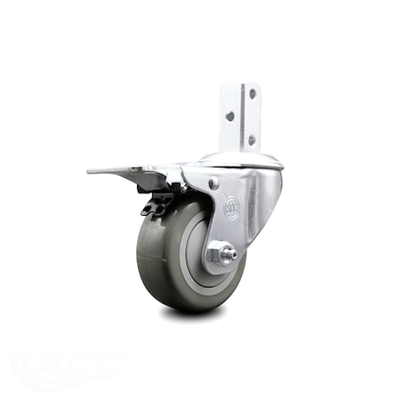 Service Caster 3.5 Inch Gray Poly Swivel 3/4 Inch Square Stem Caster with Total Lock Brake SCC SCC-SQTTL20S3514-PPUB-GRY-34